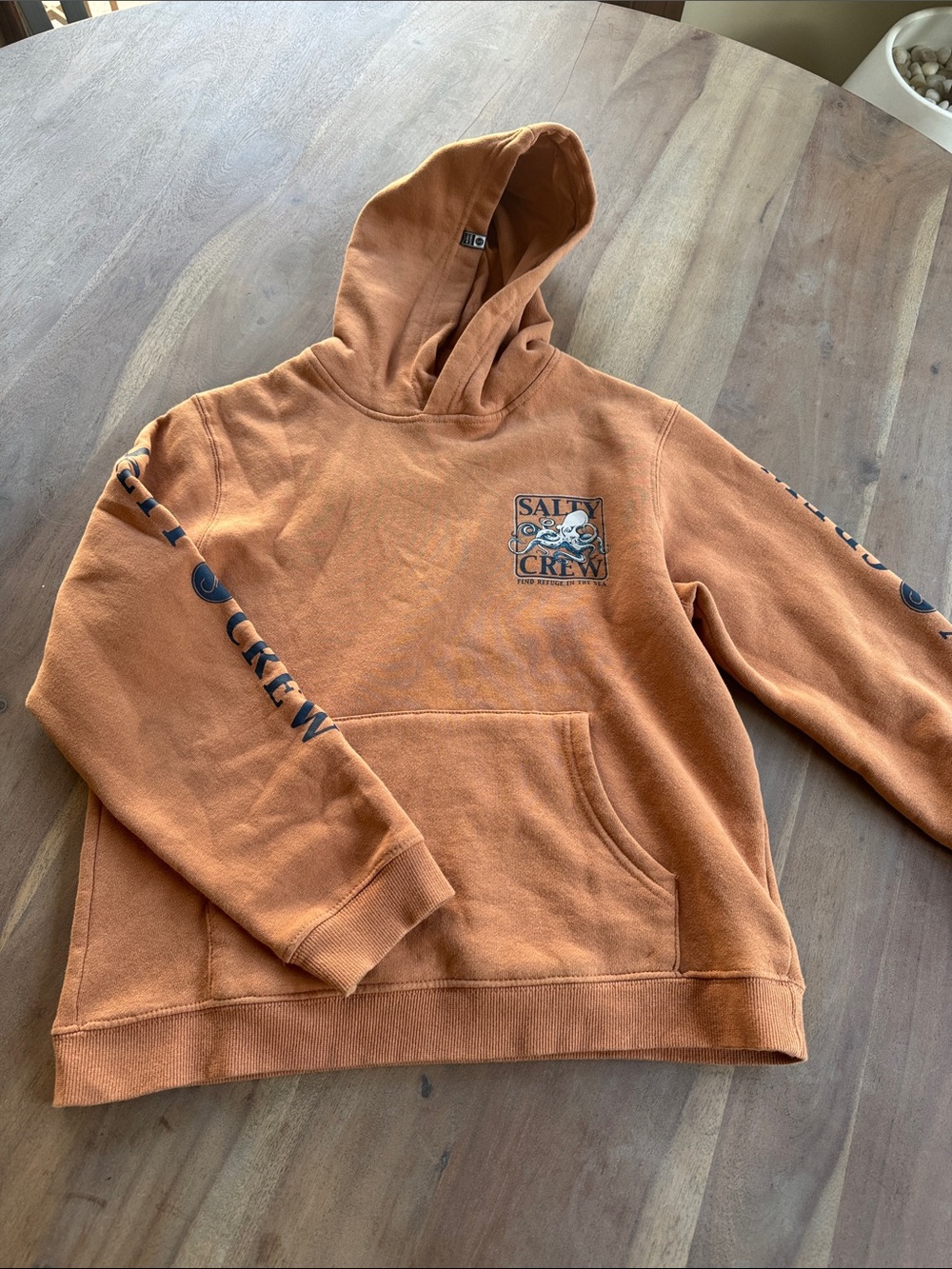 Salty Crew Orange Pullover Hoodie with Sleeve Graphics